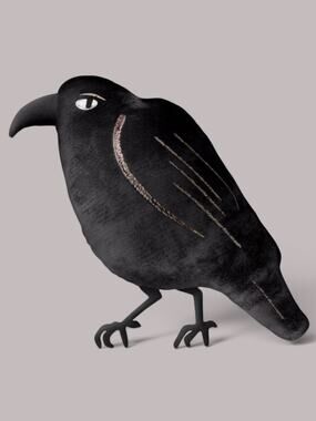 New Hyde & EEK Raven Halloween Bird Throw Pillow Plush Target Gothic Decor Black